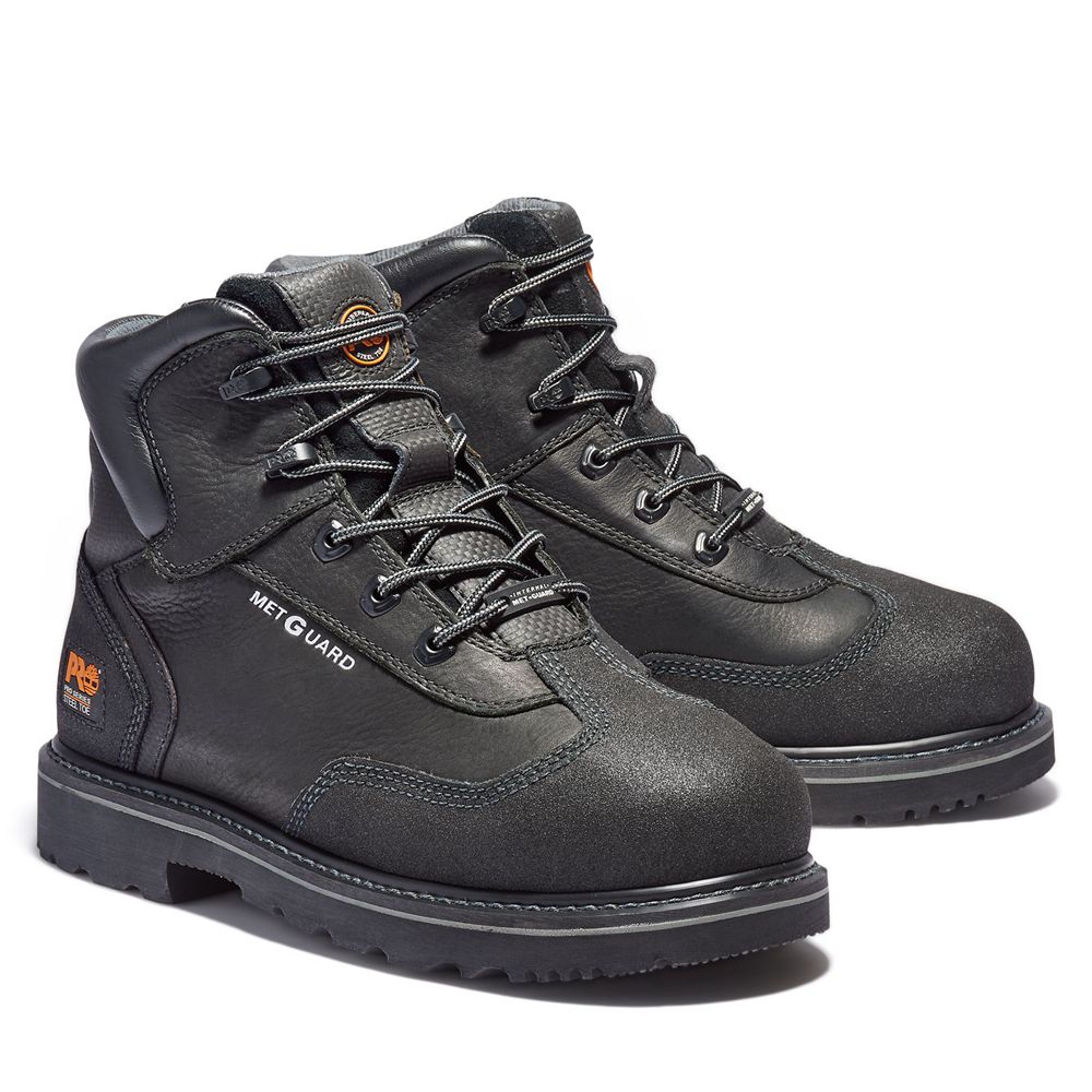 Timberland Μποτακια Εργασίας Ανδρικα Μαυρα - Pro® Met Guard 6\" Steel Toe - Greece 7158496-FP